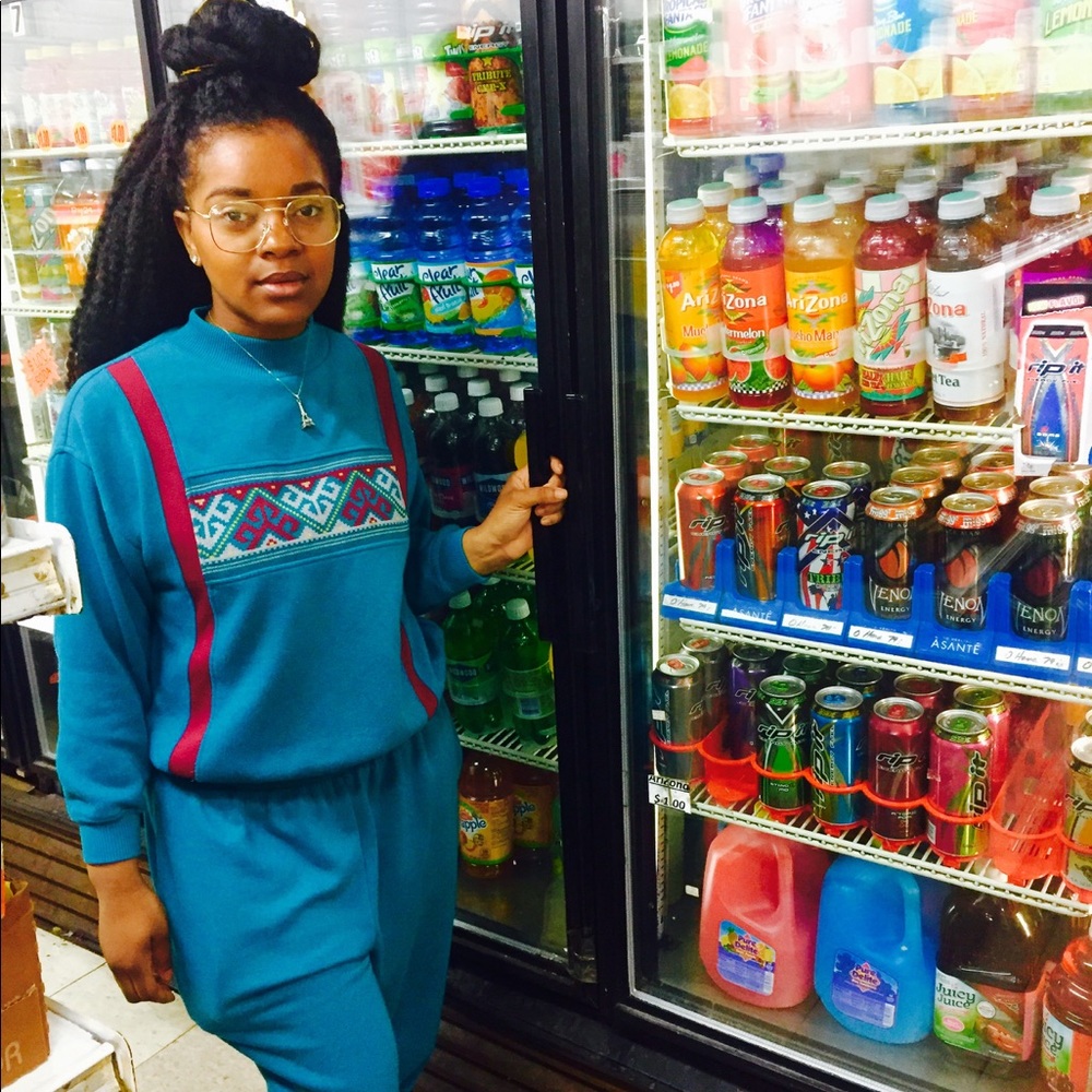 Teal and Maroon 90's Matching Jogging Suit Medium